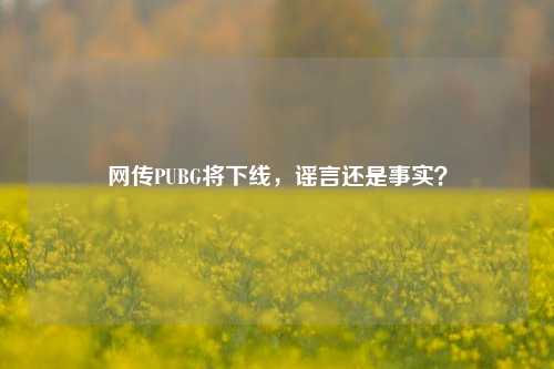 网传PUBG将下线，谣言还是事实？