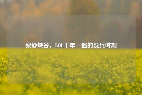 寂静峡谷，LOL千年一遇的没兵时刻