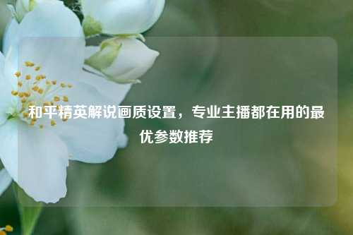 和平精英解说画质设置，专业主播都在用的最优参数推荐