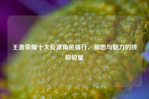 王者荣耀十大反派角色排行，邪恶与魅力的终极较量