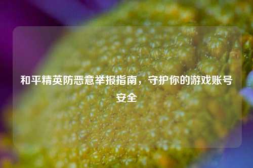 和平精英防恶意举报指南，守护你的游戏账号安全