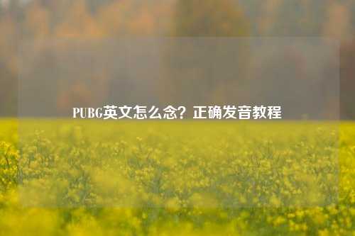 PUBG英文怎么念？正确发音教程
