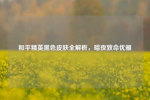 和平精英黑色皮肤全解析，暗夜致命优雅