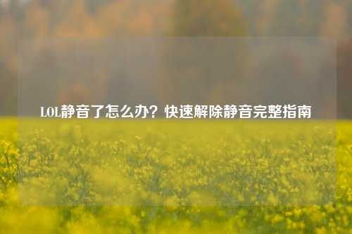 LOL静音了怎么办？快速解除静音完整指南