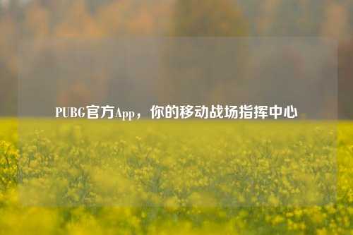 PUBG官方App,你的移动战场指挥中心