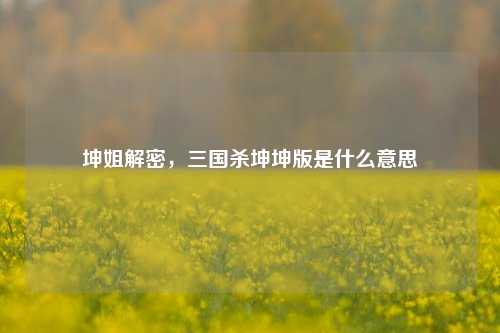 坤姐解密，三国杀坤坤版是什么意思