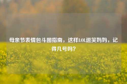 母亲节表情包斗图指南，这样LOL逗笑妈妈，记得几号吗？
