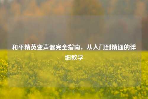 和平精英变声器完全指南，从入门到精通的详细教学
