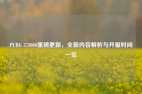 PUBG 578080重磅更新，全新内容解析与开服时间一览