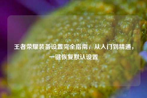 王者荣耀装备设置完全指南，从入门到精通，一键恢复默认设置
