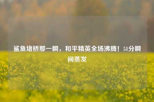 鲨鱼堵桥那一瞬，和平精英全场沸腾！51分瞬间蒸发