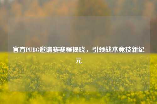 官方PUBG邀请赛赛程揭晓，引领战术竞技新纪元