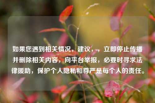 如果您遇到相关情况，建议，，立即停止传播并删除相关内容，向平台举报，必要时寻求法律援助，保护个人隐私和尊严是每个人的责任。