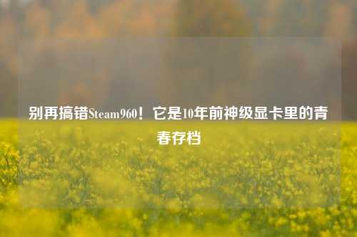 别再搞错Steam960！它是10年前神级显卡里的青春存档