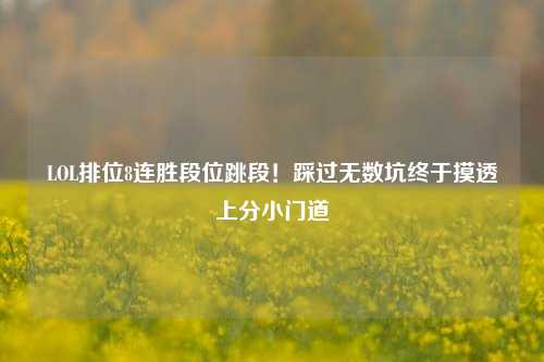 LOL排位8连胜段位跳段！踩过无数坑终于摸透上分小门道