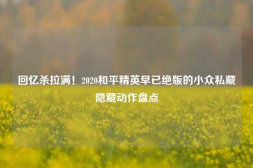 回忆杀拉满！2020和平精英早已绝版的小众私藏隐藏动作盘点