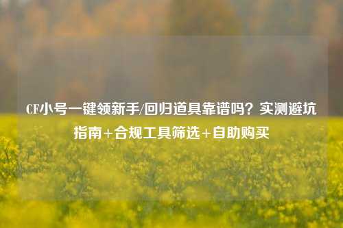 CF小号一键领新手/回归道具靠谱吗？实测避坑指南+合规工具筛选+自助购买