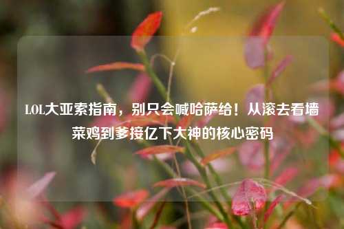 LOL大亚索指南，别只会喊哈萨给！从滚去看墙菜鸡到爹接亿下大神的核心密码