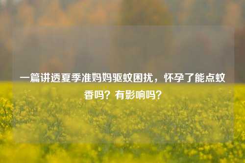 一篇讲透夏季准妈妈驱蚊困扰，怀孕了能点蚊香吗？有影响吗？