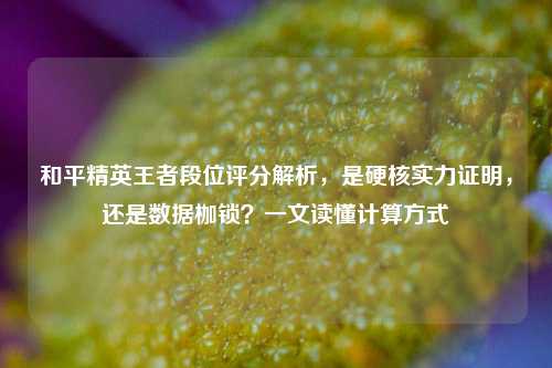 和平精英王者段位评分解析,是硬核实力证明,还是数据枷锁?一文读懂计算方式