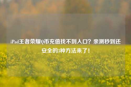 iPad王者荣耀Q币充值找不到入口？亲测秒到还安全的3种 *** 来了！