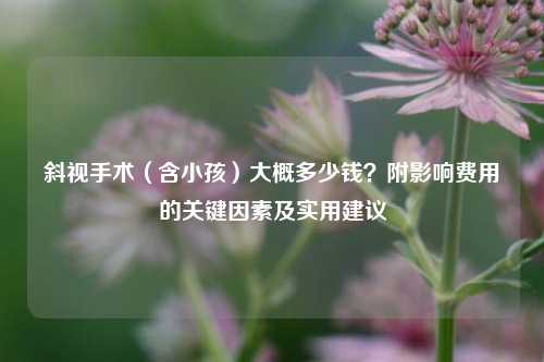 斜视手术（含小孩）大概多少钱？附影响费用的关键因素及实用建议
