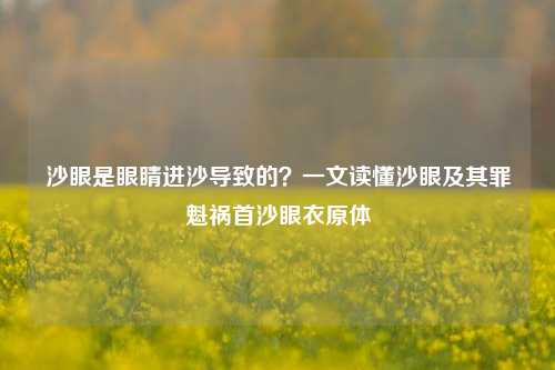 沙眼是眼睛进沙导致的？一文读懂沙眼及其罪魁祸首沙眼衣原体