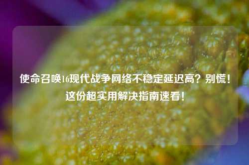使命召唤16现代战争 *** 不稳定延迟高？别慌！这份超实用解决指南速看！