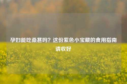 孕妇能吃桑葚吗？这份紫色小宝藏的食用指南请收好