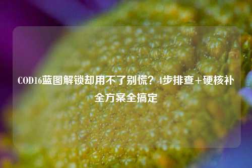 COD16蓝图解锁却用不了别慌？4步排查+硬核补全方案全搞定