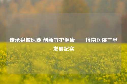 传承泉城医脉 创新守护健康——济南医院三甲发展纪实