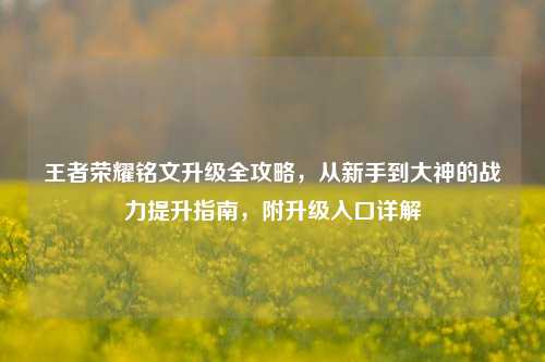 王者荣耀铭文升级全攻略，从新手到大神的战力提升指南，附升级入口详解