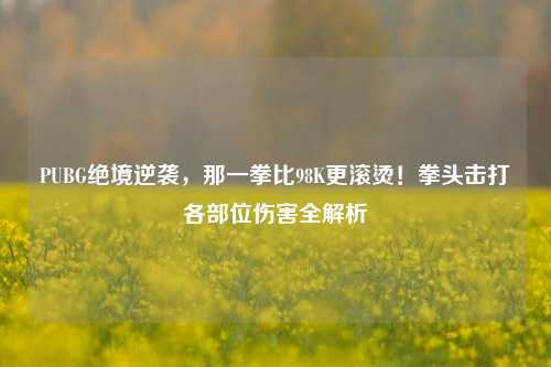 PUBG绝境逆袭，那一拳比98K更滚烫！拳头击打各部位伤害全解析