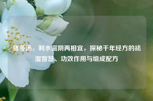 猪苓汤，利水滋阴两相宜，探秘千年经方的祛湿智慧、功效作用与组成配方