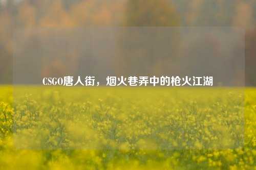 CSGO唐人街，烟火巷弄中的枪火江湖