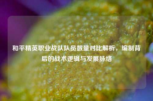 和平精英职业战队队员数量对比解析，编制背后的战术逻辑与发展脉络