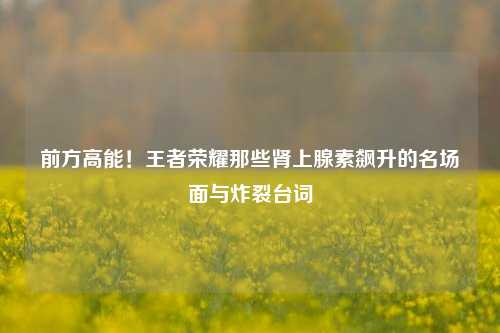 前方高能！王者荣耀那些肾上腺素飙升的名场面与炸裂台词