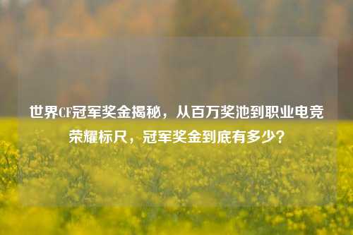 世界CF冠军奖金揭秘，从百万奖池到职业电竞荣耀标尺，冠军奖金到底有多少？