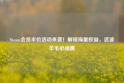 Steam会员半价活动来袭！解锁海量权益，这波羊毛必须薅