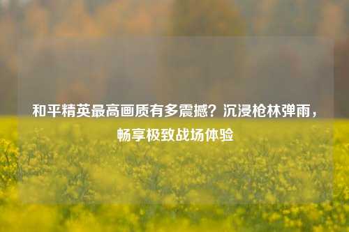 和平精英最高画质有多震撼？沉浸枪林弹雨，畅享极致战场体验