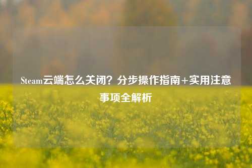 Steam云端怎么关闭？分步操作指南+实用注意事项全解析