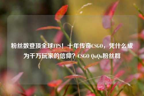 粉丝数登顶全球FPS！十年传奇CSGO，凭什么成为千万玩家的信仰？CSGO QuQu粉丝群