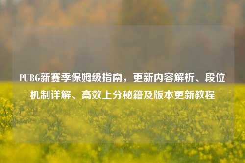PUBG新赛季保姆级指南，更新内容解析、段位机制详解、高效上分秘籍及版本更新教程