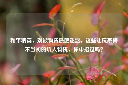 和平精英，别被物资最肥迷惑，这些让玩家悔不当初的坑人物资，你中招过吗？