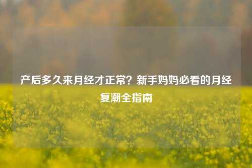 产后多久来月经才正常？新手妈妈必看的月经复潮全指南