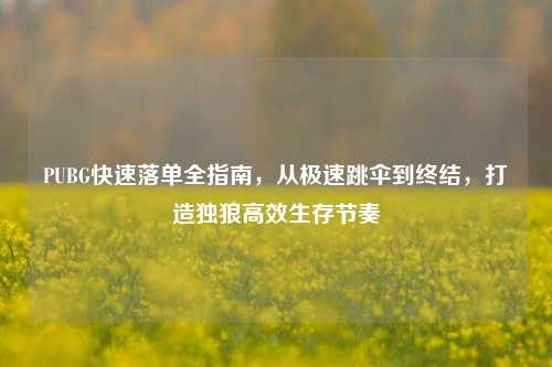 PUBG快速落单全指南，从极速跳伞到终结，打造独狼高效生存节奏