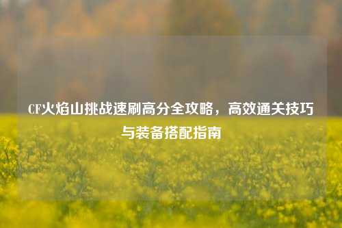 CF火焰山挑战速刷高分全攻略，高效通关技巧与装备搭配指南