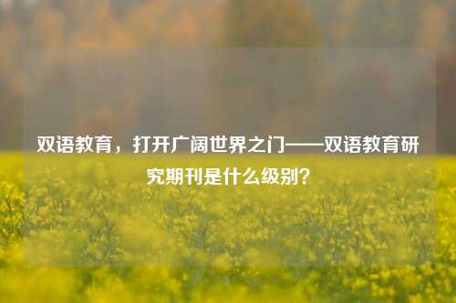 双语教育，打开广阔世界之门——双语教育研究期刊是什么级别？