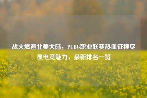战火燃遍北美大陆，PUBG职业联赛热血征程尽显电竞魅力，最新排名一览